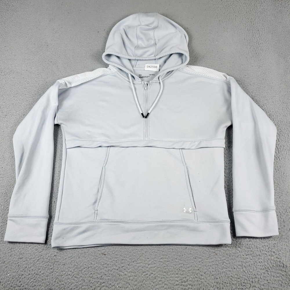 Under Armour Womens Large Gray Pullover Hoodie Sweatshirt 1/4 Zip Activewear